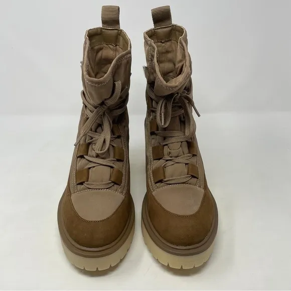 Dolce Vita Celida Nylon Leather Lace Up Heeled Lugged Sole Boots - NWT