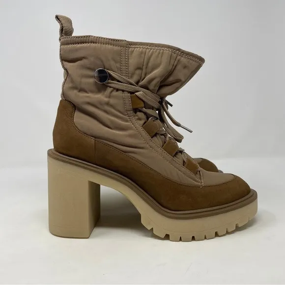 Dolce Vita Celida Nylon Leather Lace Up Heeled Lugged Sole Boots - NWT