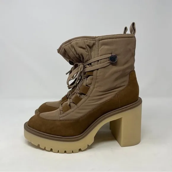 Dolce Vita Celida Nylon Leather Lace Up Heeled Lugged Sole Boots - NWT