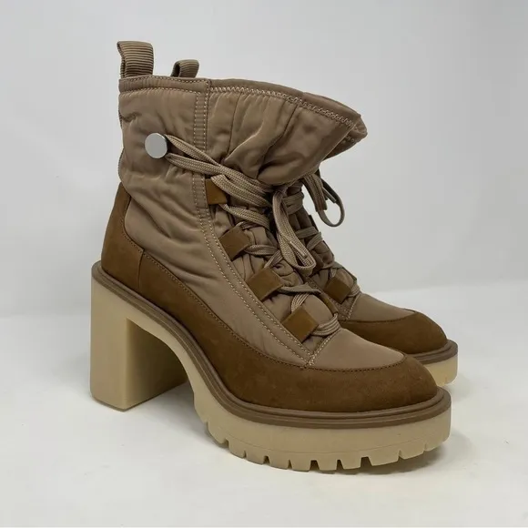 Dolce Vita Celida Nylon Leather Lace Up Heeled Lugged Sole Boots - NWT