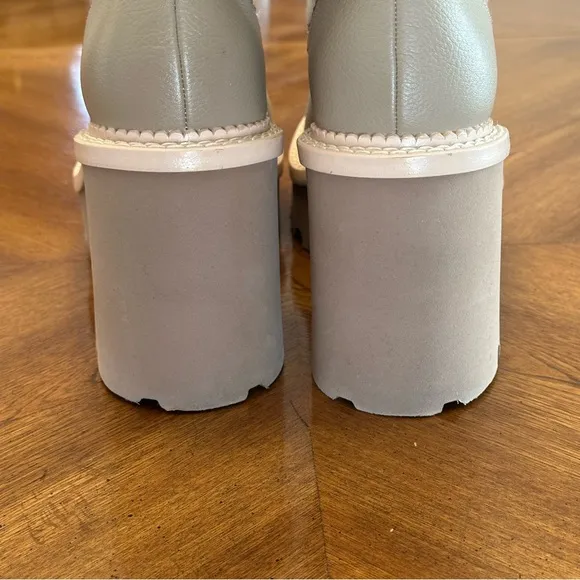 Dolce Vita Drago Taupe Leather Boots, Size 12, Women's Lug Platform Heeled Shoes