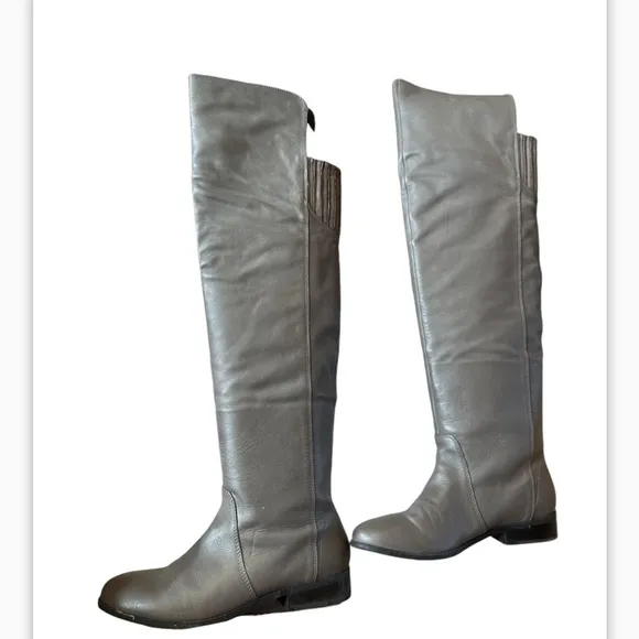 Dolce Vita Gray Leather Knee High Riding Boots size 7 New in box