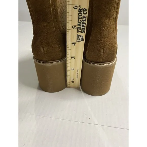 Dolce Vita Hawk H20 Chestnut Suede Waterproof Womens 6.5 Chelsea Boot New chunky