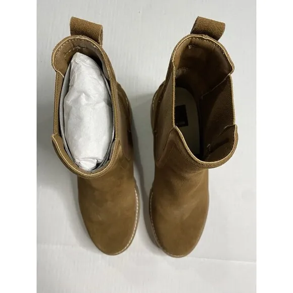 Dolce Vita Hawk H20 Chestnut Suede Waterproof Womens 6.5 Chelsea Boot New chunky