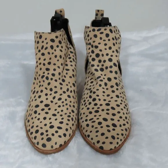 Dolce Vita Leopard Leather Ankle Boots Kaidie size 8 M women’s booties