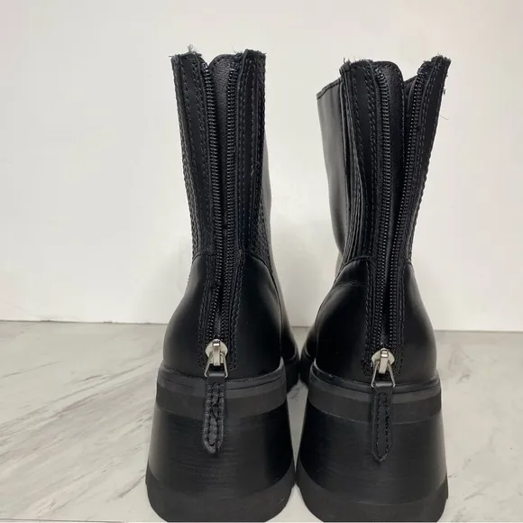 Dolce Vita Martey Black Leather Chunky Heeled Boot 8 1/2