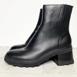Dolce Vita Martey Black Leather Chunky Heeled Boot 8 1/2
