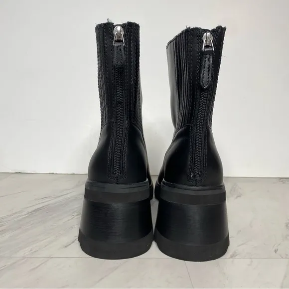 Dolce Vita Martey Black Leather Chunky Heeled Boot 8 1/2