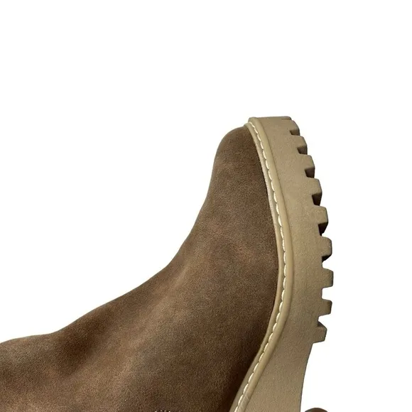 Dolce Vita Rango Ankle Boots Truffle Suede Lug Sole Booties Women’s Size 9.5