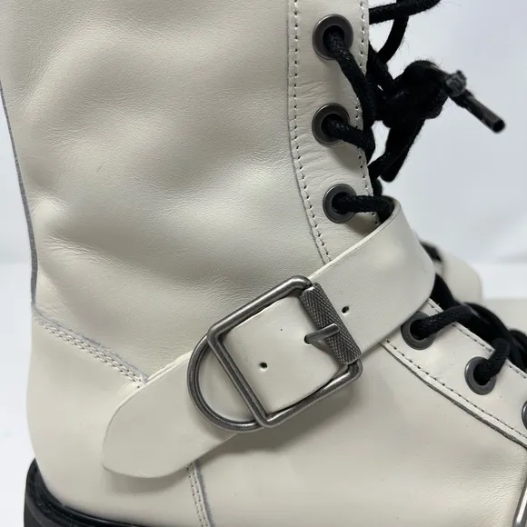 Dolce Vita Ronson Off White Leather Moto Combat  Boots | NIB Size 7