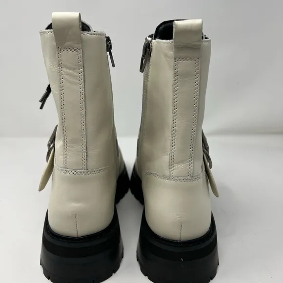 Dolce Vita Ronson Off White Leather Moto Combat  Boots | NIB Size 7