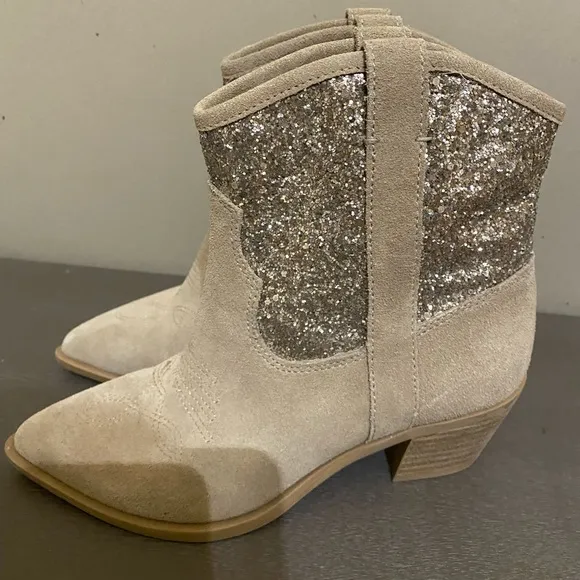 DOLCE VITA Shreya Glitter Suede Cowboy Boots