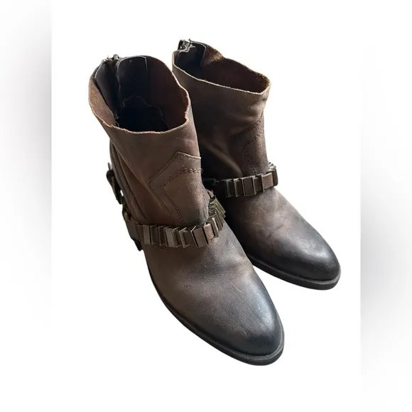 Dolce vita Teyla brown distressed leather pointed toe cowboy riding boots 10 EUC