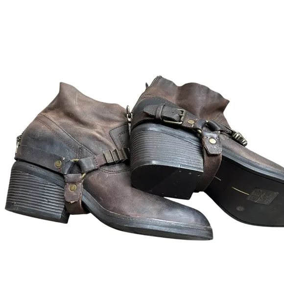 Dolce vita Teyla brown distressed leather pointed toe cowboy riding boots 10 EUC