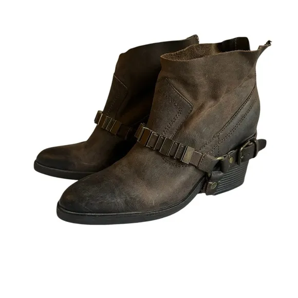 Dolce vita Teyla brown distressed leather pointed toe cowboy riding boots 10 EUC