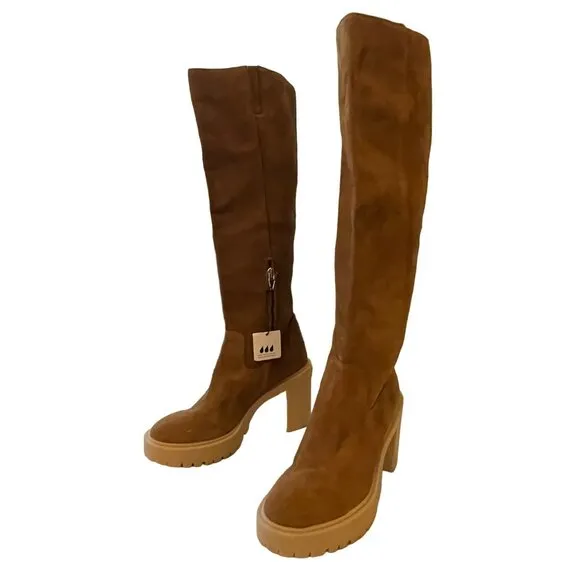 Dolce Vita Waterproof Corry H2O Suede Lug Boot Knee High Boots Sz 6.5 NEW