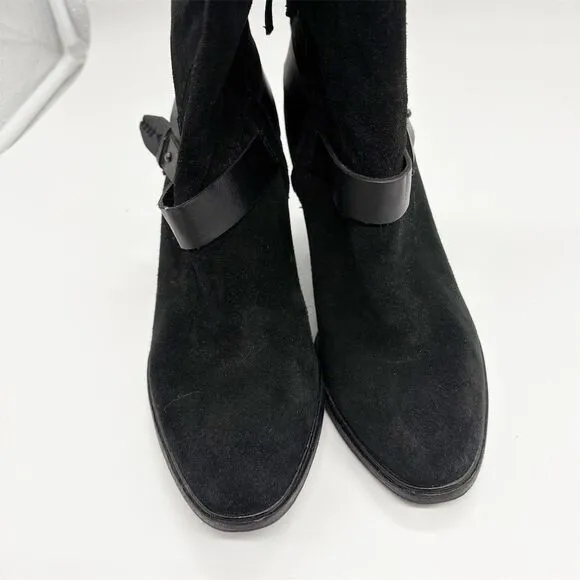 Dolce Vita Women's Hawthorne Black Suede Knee High Boots Size 7.5 Chunky Heel