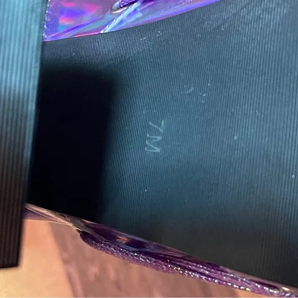 Dolls Kill Club Exx RUDE AWAKENING THIGH HIGH BOOTS - PURPLEHOLOGRAPHIC In BOX