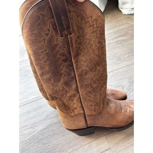 Don post brown leather boots size 6 western cowboy cow girl
