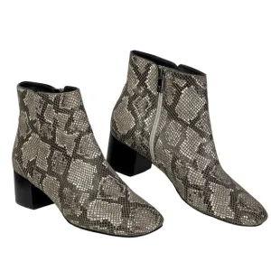 Donald J Pliner Cyrus Snake Brown Snakeskin Python Block Heel Bootie Boots 8