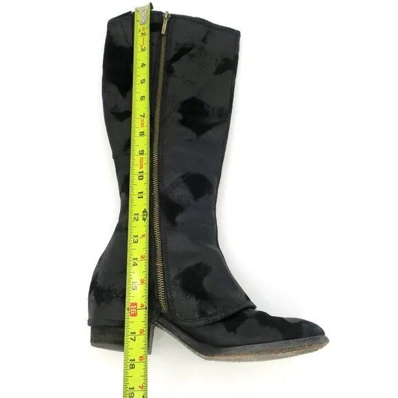 Donald J Pliner Devi Tall Black Knee High Riding Moto Biker Leather Boots 6.5M