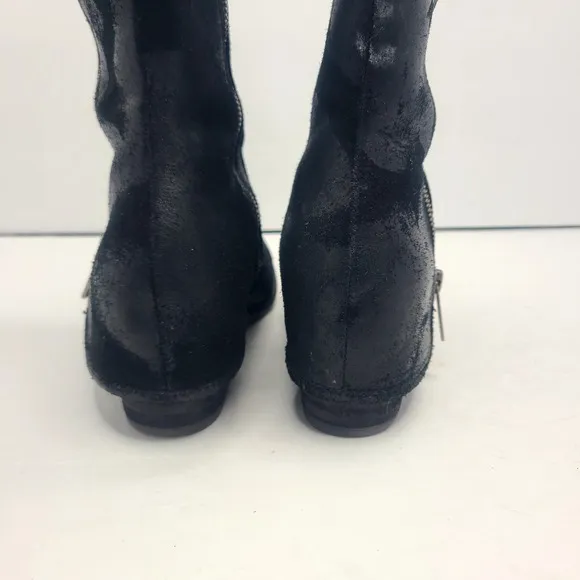 Donald J Pliner Devi Tall Black Knee High Riding Moto Biker Leather Boots 7.5M