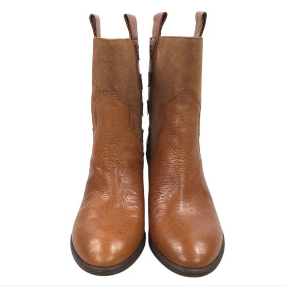 Donald J Pliner Western Studded Ankle Boots Reverse Calf Leather Cowgirl