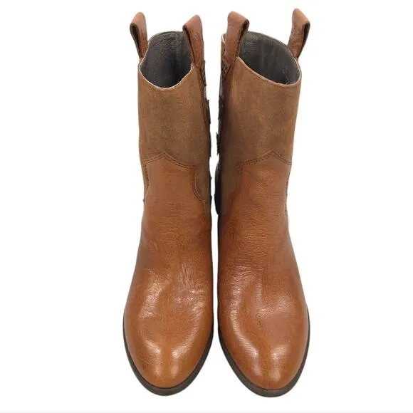 Donald J Pliner Western Studded Ankle Boots Reverse Calf Leather Cowgirl
