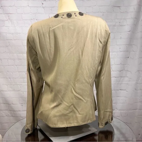 DOUBLE D RANCH tailored blazer with metal flower button embellishments. Medium