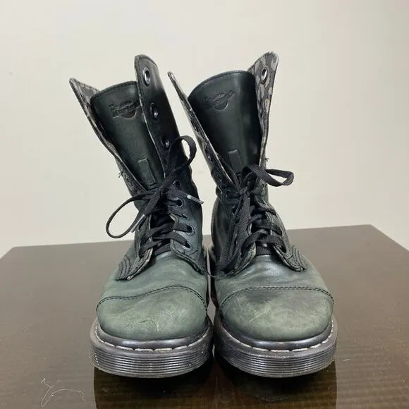 Dr. Doc Martens Aimilie Green Leather Fold Boots Women's 6