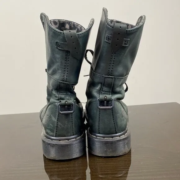 Dr. Doc Martens Aimilie Green Leather Fold Boots Women's 6