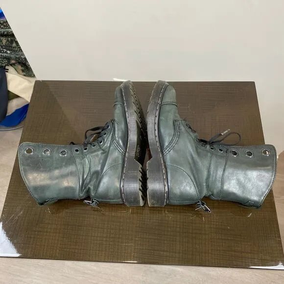 Dr. Doc Martens Aimilie Green Leather Fold Boots Women's 6