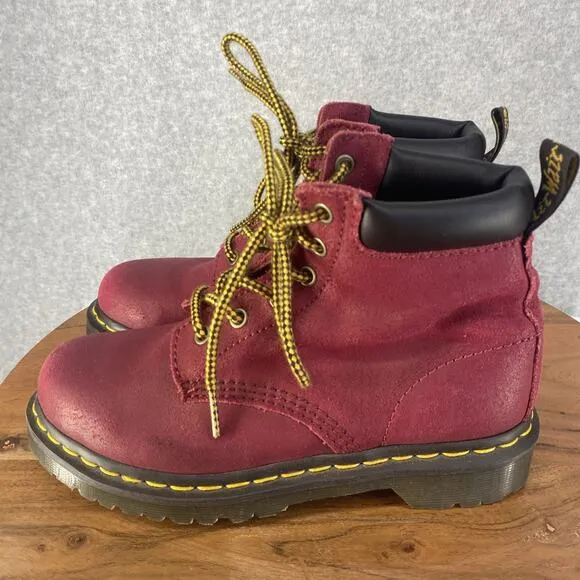 Dr Marten Boots Womens US Size 6 Combat Wine Red Leather Grunge Skater 939