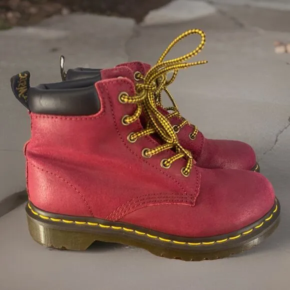 Dr Marten Boots Womens US Size 6 Combat Wine Red Leather Grunge Skater 939