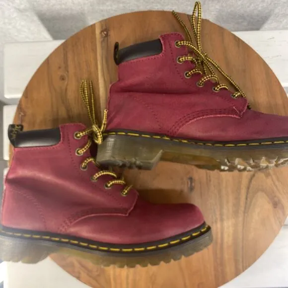 Dr Marten Boots Womens US Size 6 Combat Wine Red Leather Grunge Skater 939