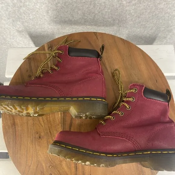 Dr Marten Boots Womens US Size 6 Combat Wine Red Leather Grunge Skater 939