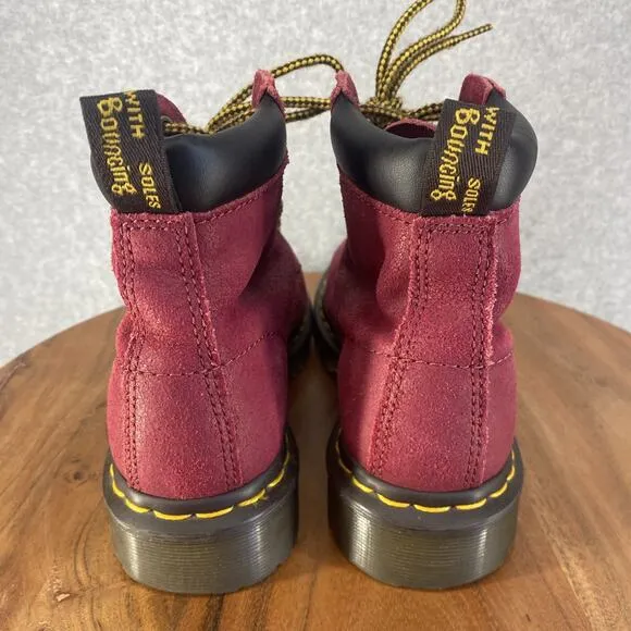 Dr Marten Boots Womens US Size 6 Combat Wine Red Leather Grunge Skater 939