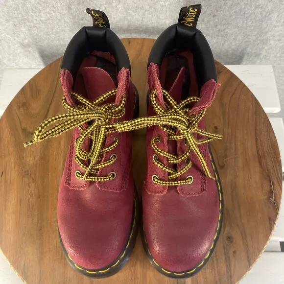 Dr Marten Boots Womens US Size 6 Combat Wine Red Leather Grunge Skater 939