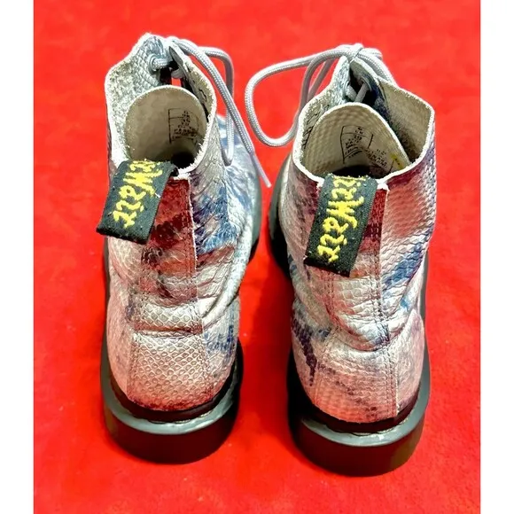Dr Martens 1460 Pascal Blue Grey Snakeskin Leather Boots 8 Hole Size 39 8 US