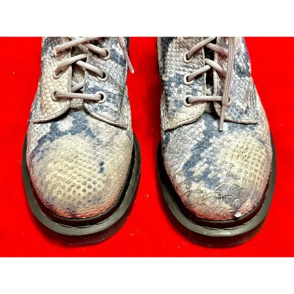 Dr Martens 1460 Pascal Blue Grey Snakeskin Leather Boots 8 Hole Size 39 8 US