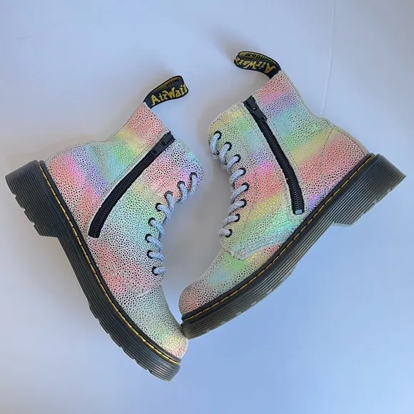 Dr. Martens 1460 Pascal Multicolor Metallic Leather Lace Up kids Boots size 1
