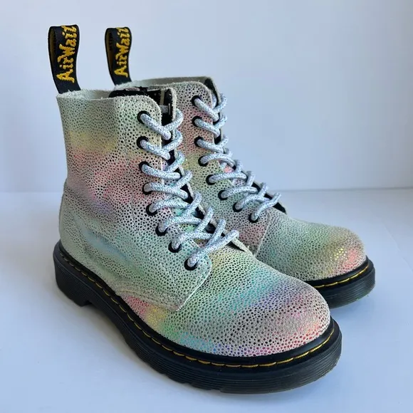 Dr. Martens 1460 Pascal Multicolor Metallic Leather Lace Up kids Boots size 1