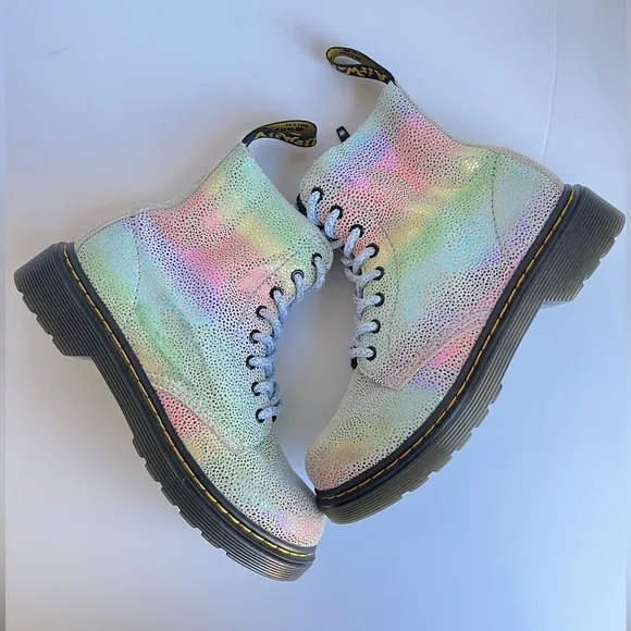 Dr. Martens 1460 Pascal Multicolor Metallic Leather Lace Up kids Boots size 1