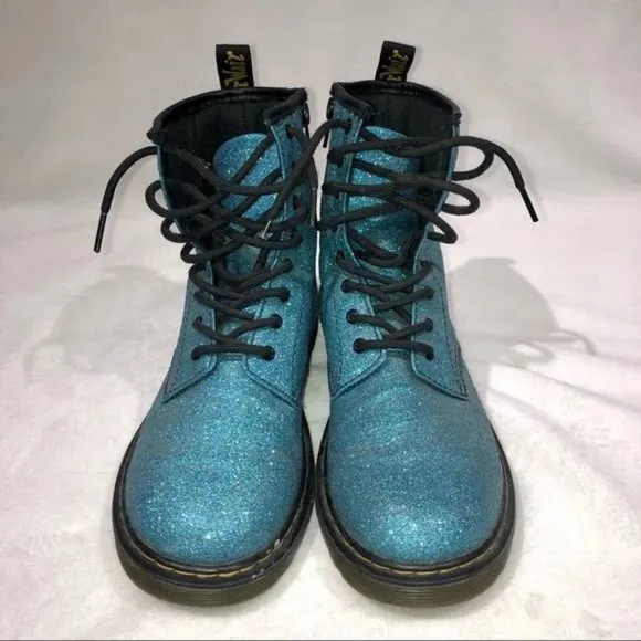 Dr. Martens 1460 Pascal Turquoise Fine Glitter Combat Boots