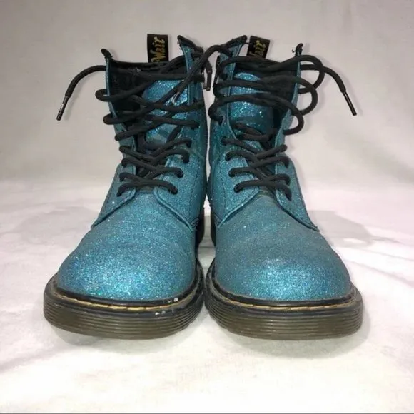 Dr. Martens 1460 Pascal Turquoise Fine Glitter Combat Boots