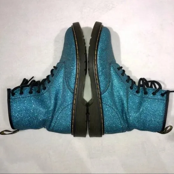 Dr. Martens 1460 Pascal Turquoise Fine Glitter Combat Boots