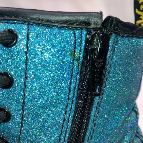 Dr. Martens 1460 Pascal Turquoise Fine Glitter Combat Boots