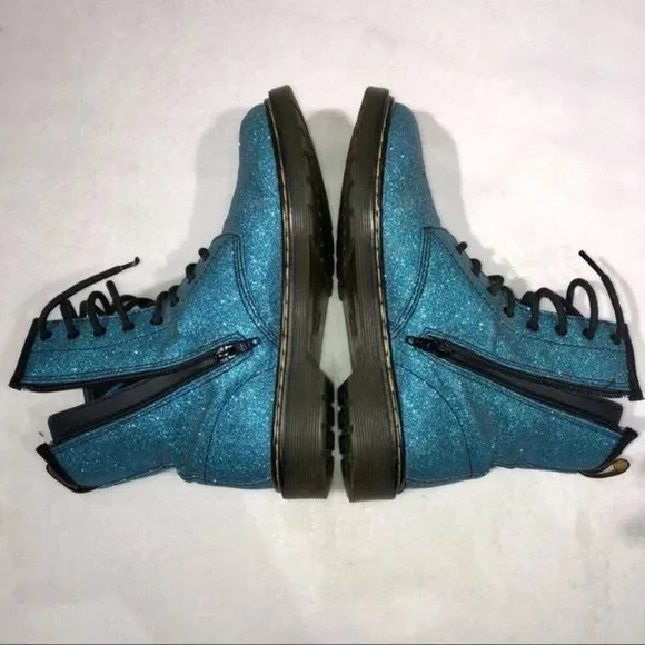 Dr. Martens 1460 Pascal Turquoise Fine Glitter Combat Boots