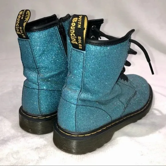 Dr. Martens 1460 Pascal Turquoise Fine Glitter Combat Boots