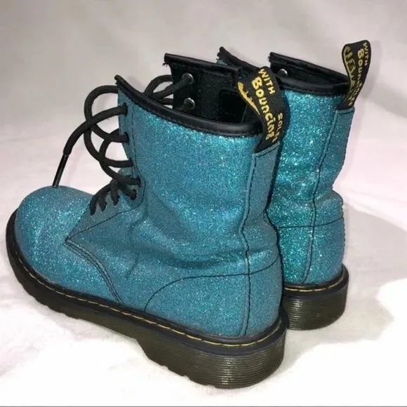Dr. Martens 1460 Pascal Turquoise Fine Glitter Combat Boots